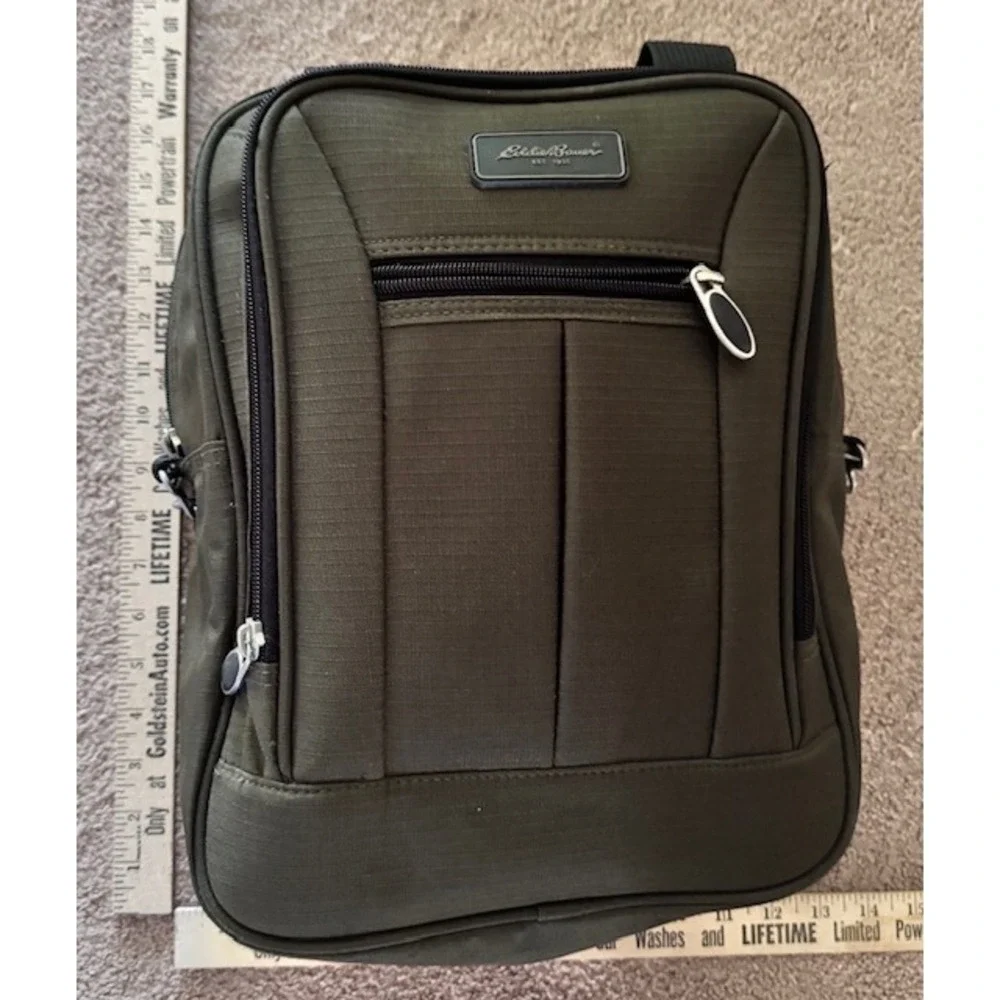 Eddie Bauer Olive Green Ripstop Nylon Travel Crossbody Messenger Bag Small